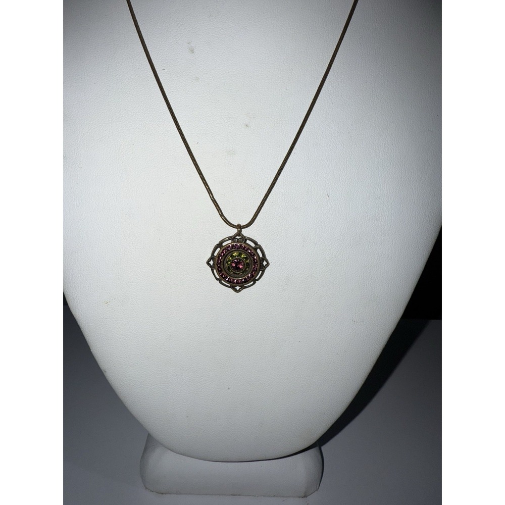 Liz Palacios Pink Green Crystal Necklace‎ & Earrings Set